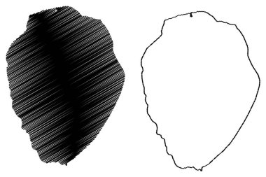 Lake Doiran (Republic of North Macedonia, Greece, Hellenic Republic) map vector illustration, scribble sketch Dojran map
