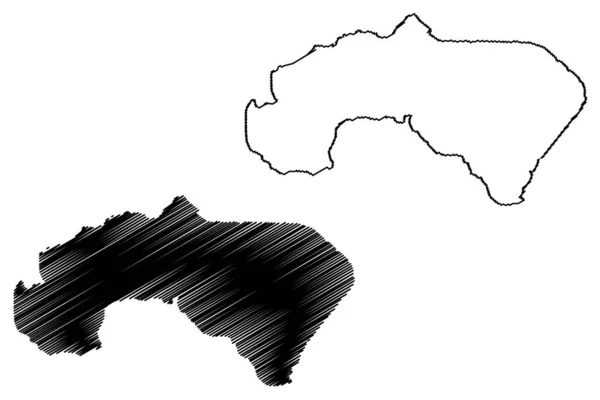 布尔加斯湖 保加利亚共和国 地图矢量图解 速写草图Vaya或Burgasko Ezero地图 — 图库矢量图片