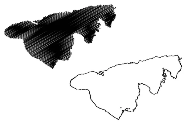 Lake Lebsko Республіка Польща Map Vector Illustrch Scribble Sketch Lebasee — стоковий вектор