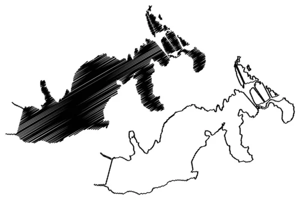 Lake Mandrensko Republic Bulgaria Map Vector Illustration Scribble Sketch Mandra — Vettoriale Stock