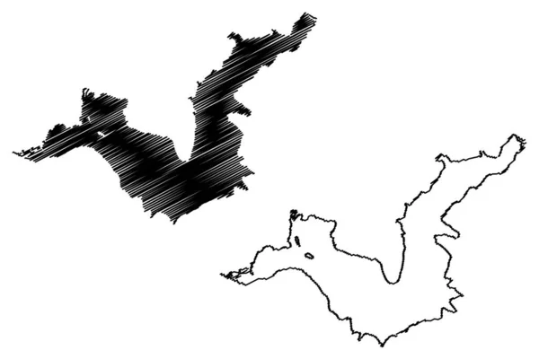 Lake Orava Reservoir Slovakia Slovak Republic Map Vector Illustration Scribble — Stockvector