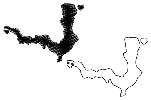 Palic湖水库 塞尔维亚共和国 地图矢量图解 潦草草图Paliko Jezero或Palicsi T地图 — 图库矢量图片