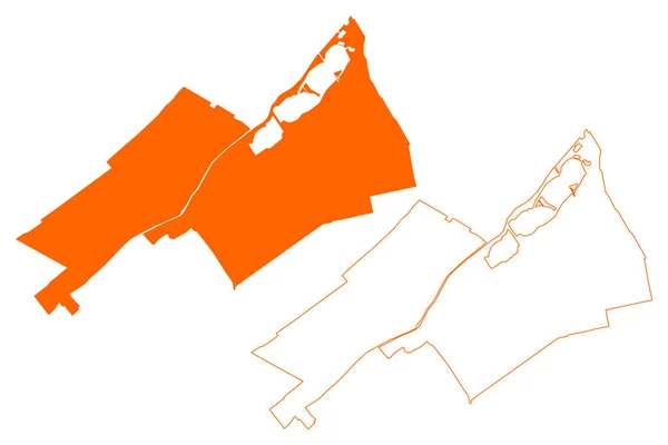 Leidschendam Voorburg市 荷兰王国 南荷兰或祖德 荷兰省 地图矢量图解 速写草图Leidschendam Voorburg地图 — 图库矢量图片