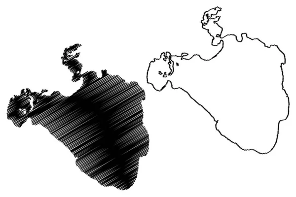 Векторная Иллюстрация Озера Разна Латвийская Республика Каракульный Эскиз Карта Разнас — стоковый вектор