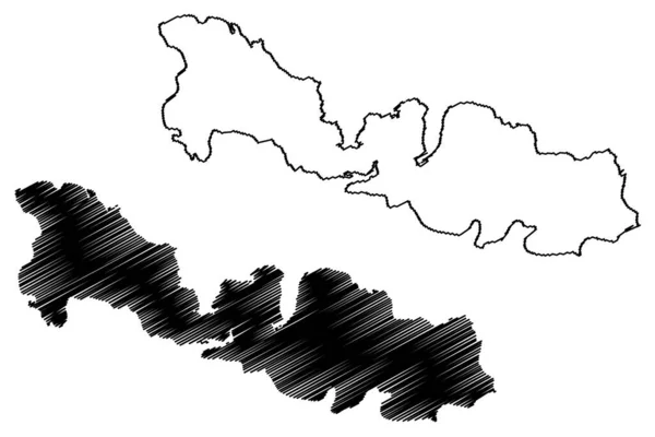 Lake Sarysu Republic Azerbaijan Map Vector Illustration Scribble Sketch Sarisu —  Vetores de Stock