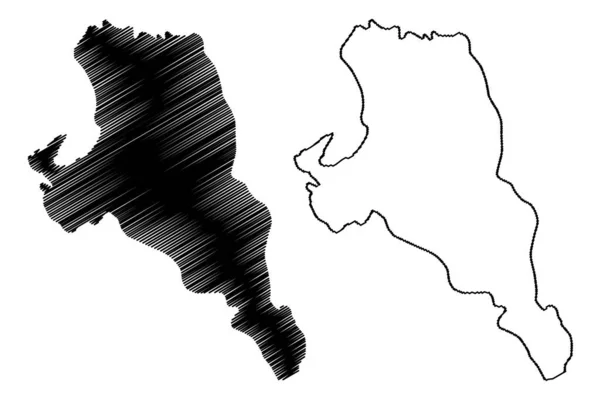 维斯特蒂斯湖 俄罗斯 俄罗斯联邦 立陶宛共和国 地图矢量图解 速写草图 — 图库矢量图片