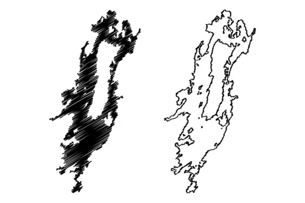 Λίμνη Bolmen Βασίλειο Της Σουηδίας Χάρτη Διανυσματική Απεικόνιση Scribble Σκίτσο — Διανυσματικό Αρχείο
