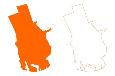 Schiedam şehir ve belediyesi (Hollanda Krallığı, Hollanda, Güney Hollanda veya Zuid-Hollanda eyaleti) harita vektör çizimi, çizim haritası