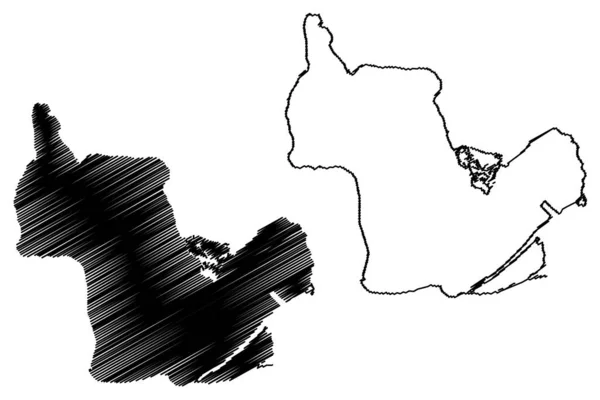 Etang Berre 프랑스 공화국 Vector Illustration Scribble Sketch Bolmon Map — 스톡 벡터