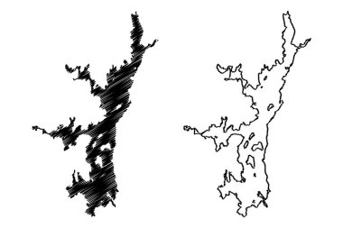 Imandra Gölü (Rusya, Rusya Federasyonu, Murmansk Oblastı, Niva Nehri) harita vektör çizimi, çizim Imandra haritası