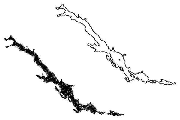 Hornavan Gölü Sveç Krallığı Harita Vektör Çizimi Çizim Hornavan Haritası — Stok Vektör