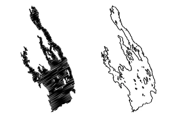Lake Hoytiainen República Finlândia Mapa Ilustração Vetorial Scribble Mapa Esboço — Vetor de Stock