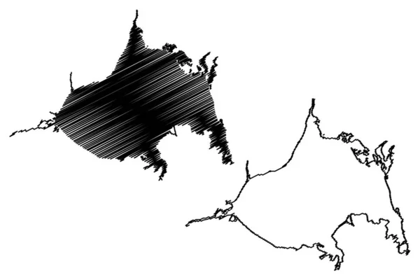 Ilustração Vetor Mapa Lago Ilmen Rússia Federação Russa Oblast Novgorod — Vetor de Stock