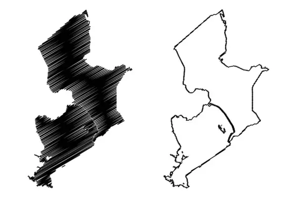 IjsselmeerとMarkermeer湖 オランダ王国 地図ベクトル図 スケッチブック 湖IjsselとMarkermeer地図 — ストックベクタ