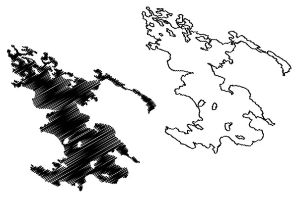 莱科索零湖 俄罗斯 俄罗斯联邦 卡累利阿共和国 地图矢量图解 速写草图 — 图库矢量图片