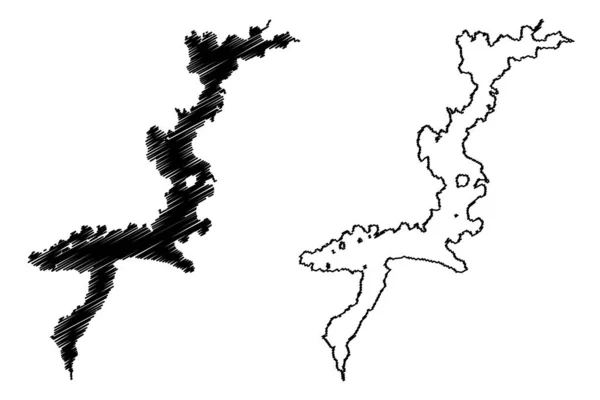 Векторная Карта Озера Лох Дерг Республика Ирландия Каракули Эскиз Лох — стоковый вектор