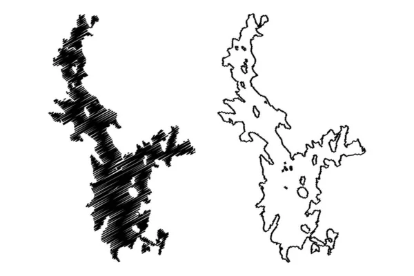 Lough Ree Gölü Rlanda Cumhuriyeti Harita Vektör Çizimi Çizim Loch — Stok Vektör