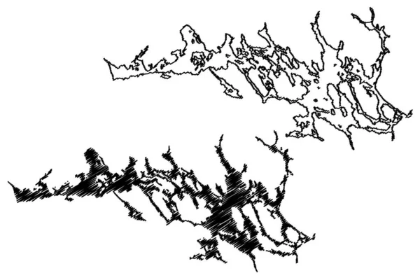Lake Malaren Kingdom Sweden Map Vector Illustration Scribble Sketch Lake — Stockový vektor