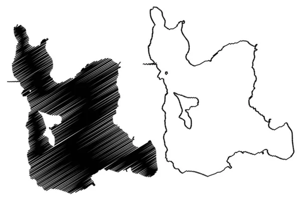 Jezero Mamry Polská Republika Mapa Vektorové Ilustrace Načmáraný Náčrt Mauersee — Stockový vektor