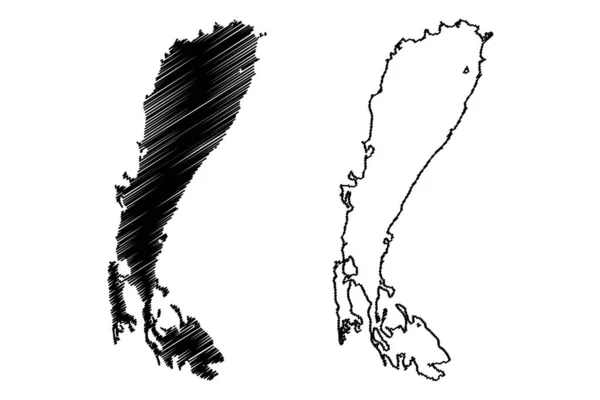 Λίμνη Neusiedl Αυστρία Ουγγαρία Χάρτη Διανυσματική Απεικόνιση Scribble Σκίτσο Ferto — Διανυσματικό Αρχείο