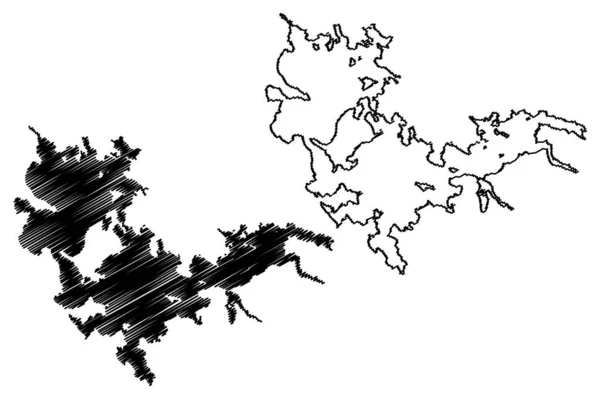 Lac Oulujarvi République Finlande Illustration Vectorielle Carte Croquis Gribouiller Carte — Image vectorielle