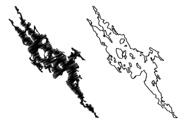 Lac Pielinen République Finlande Illustration Vectorielle Carte Croquis Croquis Pielisjarvi — Image vectorielle