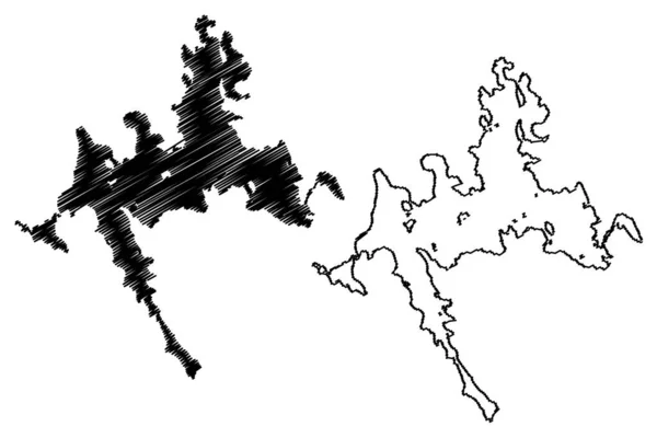 湖Pihlajavesi フィンランド共和国 地図ベクトル図 スクリブルスケッチPihlajavesi地図 — ストックベクタ