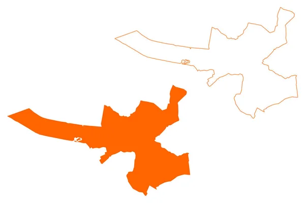 Woudenberg镇和市 荷兰王国 乌得勒支省 地图矢量图解 笔迹草图 — 图库矢量图片