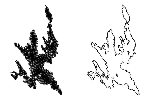 Lake Pyhajarvi República Finlândia Mapa Ilustração Vetorial Scribble Mapa Esboço — Vetor de Stock