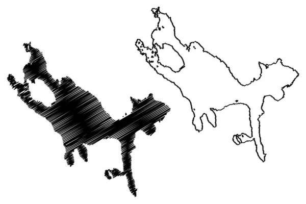 Λίμνη Siljan Βασίλειο Της Σουηδίας Χάρτη Διανυσματική Απεικόνιση Scribble Σκίτσο — Διανυσματικό Αρχείο
