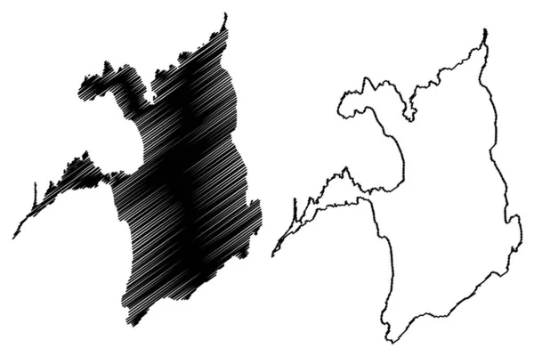 Lago Skagern Reino Suecia Mapa Vector Ilustración Garabato Bosquejo Mapa — Vector de stock