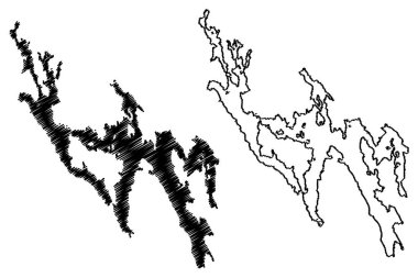 Sommen Gölü (İsveç Krallığı) harita vektör çizimi, çizim haritası