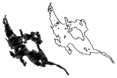 Storavan Gölü (İsveç Krallığı) harita vektör çizimi, çizim çizimi Storavan haritası