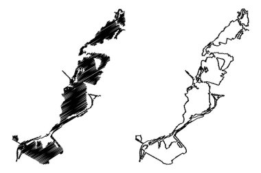 Tisza Gölü (Macaristan) harita vektör çizimi, çizim Kiskore Reservoir haritası