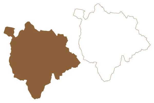 Bezirk Mattersburg Republik Österreich Oder Osterreich Burgenland Kartenvektordarstellung Kritzelskizze Bezirk — Stockvektor