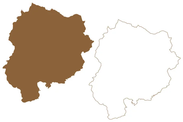Bezirk Oberpullendorf Republik Österreich Oder Osterreich Burgenland Kartenvektordarstellung Kritzelskizze Bezirk — Stockvektor