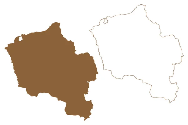 Oberwart Distrito República Áustria Osterreich Burgenland Estado Mapa Ilustração Vetorial — Vetor de Stock