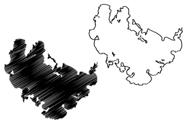 러시아 러시아 카렐리야 공화국 스케치 Saamjarvi Map — 스톡 벡터