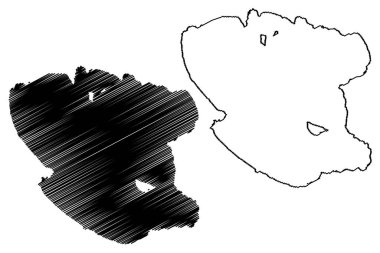 Trasimeno Gölü (İtalya Cumhuriyeti, İtalya) harita vektör çizimi, çizim Lago di Trasimene veya Thrasimene haritası