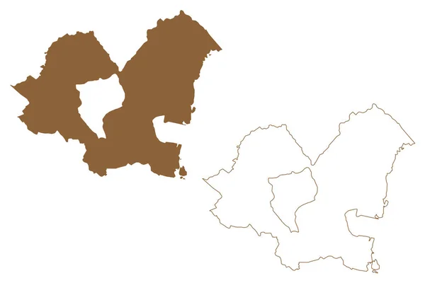 Eisenstadt Umgebung Republika Austrii Lub Osterreich Stan Burgenland Mapa Wektor — Wektor stockowy