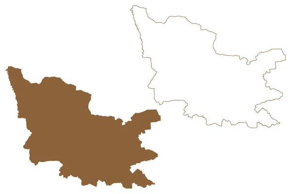 Bezirk Gussing Republik Österreich Oder Osterreich Burgenland Kartenvektordarstellung Kritzelskizze Bezirk — Stockvektor