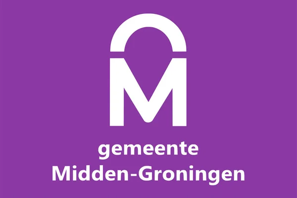 Flagga För Midden Groningens Kommun Groningen Grinslan Eller Grunn Konungariket — Stock vektor