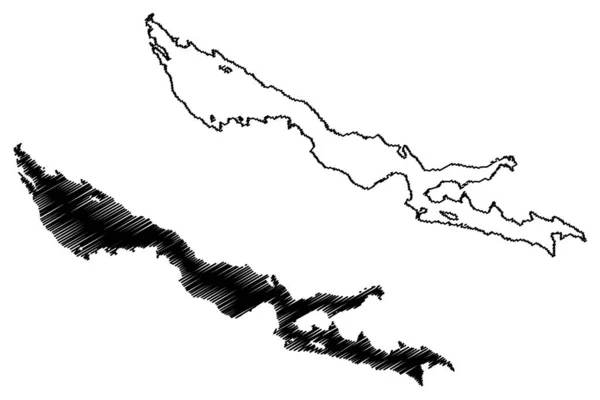 トルネトラスク湖 スウェーデン王国 地図ベクトル図 スケッチブック地図 — ストックベクタ