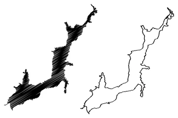 Réservoir Tsimlyansk Russie Fédération Russie Don River Illustration Vectorielle Carte — Image vectorielle