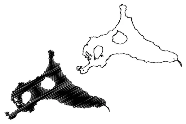 Tunnsjoen湖 挪威王国 地图矢量图解 速写草图Tunnsjoen或Datnejaevrie地图 — 图库矢量图片