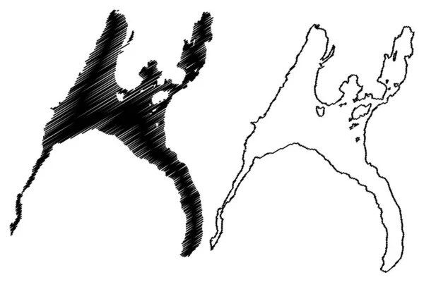 Tyrifjorden Gölü Norveç Krallığı Harita Vektör Çizimi Çizim Tyri Nordfjorden — Stok Vektör