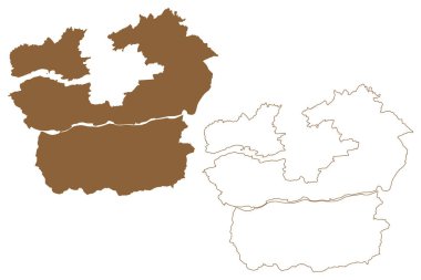 Klagenfurt-Land ilçesi (Avusturya Cumhuriyeti veya osterreich, Carinthia veya Karnten devlet) harita vektör çizimi, çizim Bezirk Klagenfurt arazi haritası