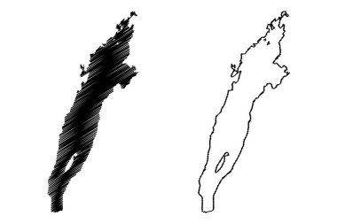 Vattern Gölü (İsveç Krallığı) harita vektör çizimi, çizim haritası