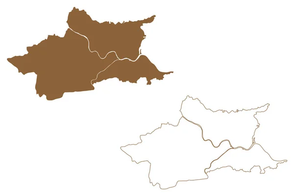 Villach Cidade Distrito República Áustria Osterreich Caríntia Karnten Mapa Ilustração — Vetor de Stock