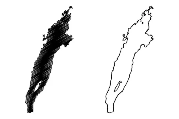 Λίμνη Vattern Βασίλειο Της Σουηδίας Χάρτη Διανυσματική Απεικόνιση Scribble Σκίτσο — Διανυσματικό Αρχείο